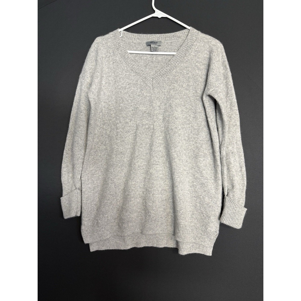 Premise V neck cashmere Gray pullover Womens sweater Sz S Oversized
